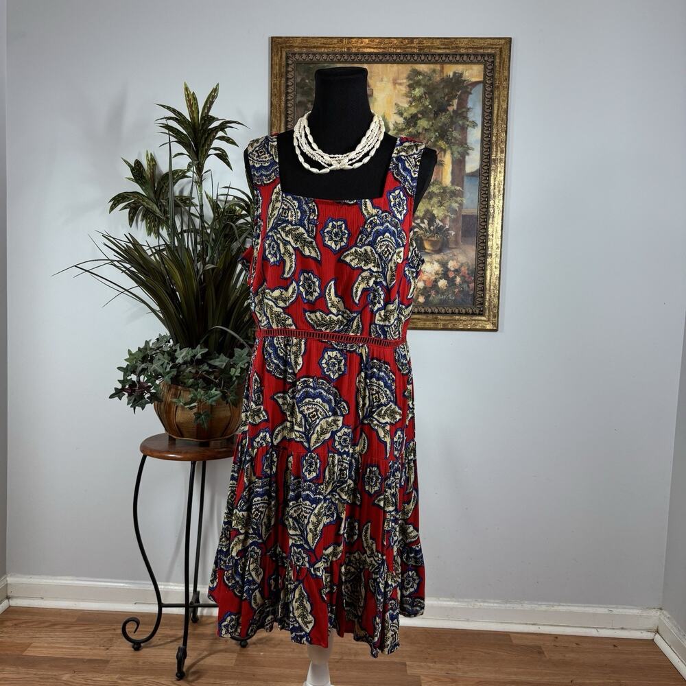 Maurices Women Dress LG Sleeveless Strap Back Pullover Resort Sundress Boho‎